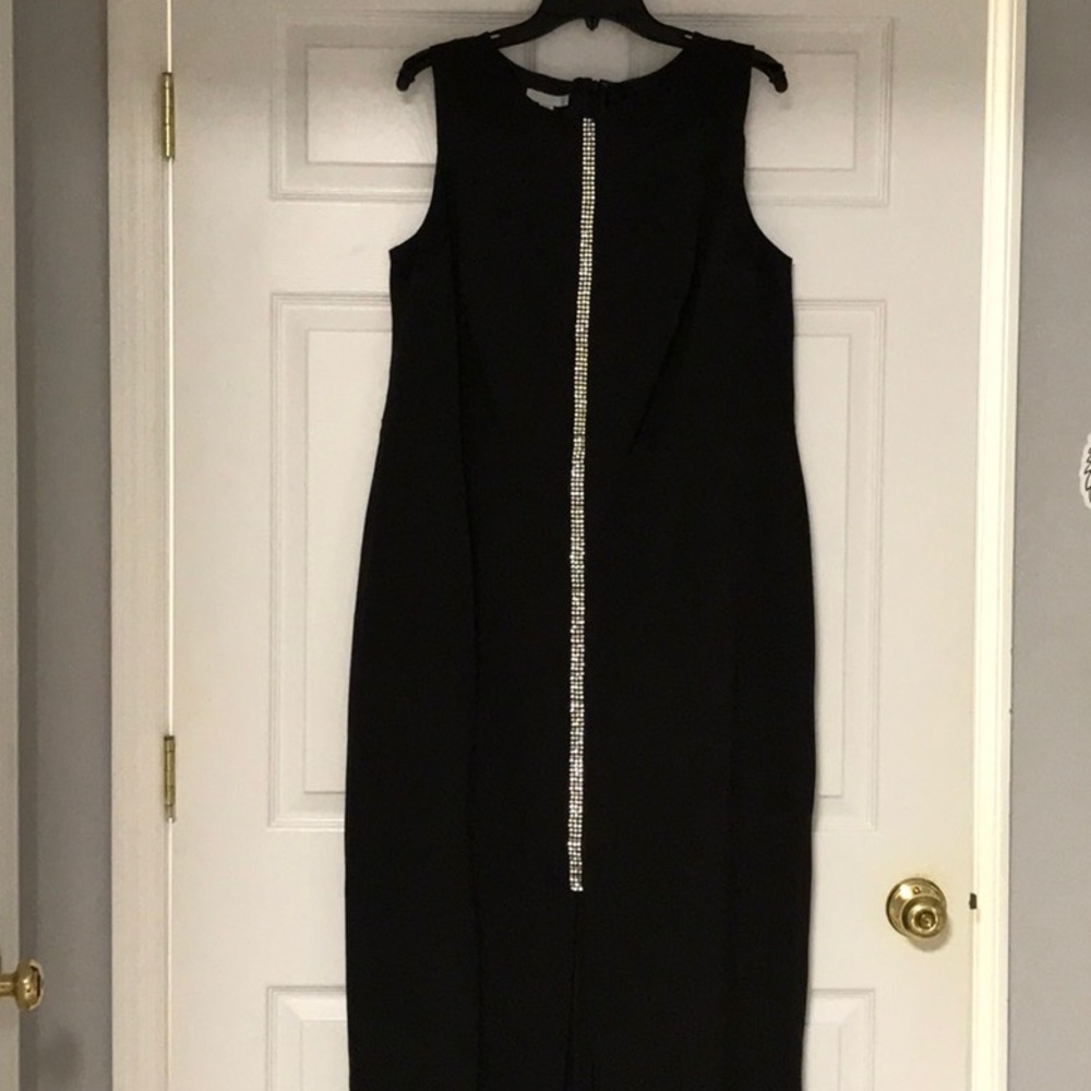 London Times Long Black Evening Dress with Rhinestone Detailing Worn once 56”Lg